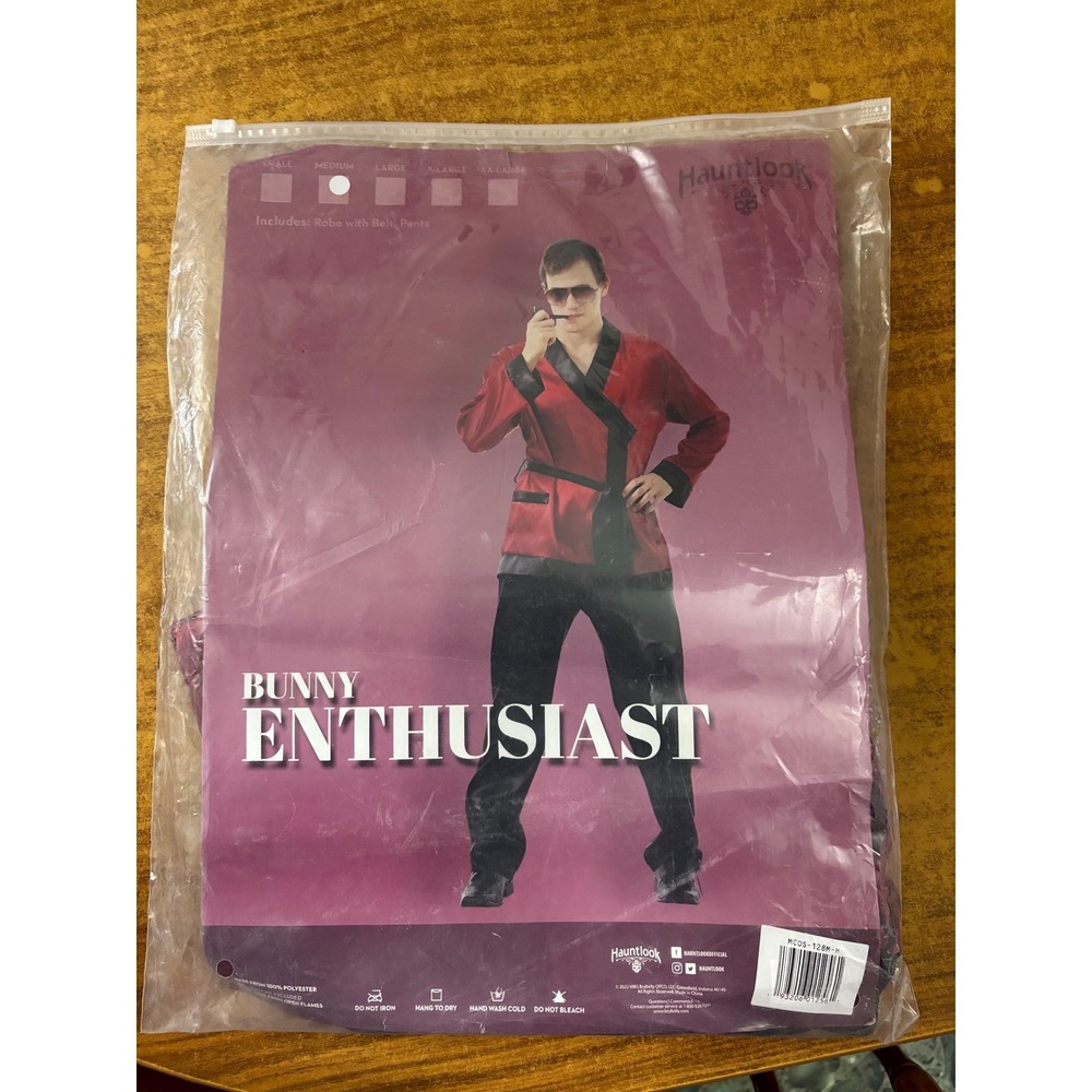 Hauntlook Bunny Enthusiast Playboy Mogul Costume Mens XXL Burgundy Robe‎ Pants - Picture 2 of 4